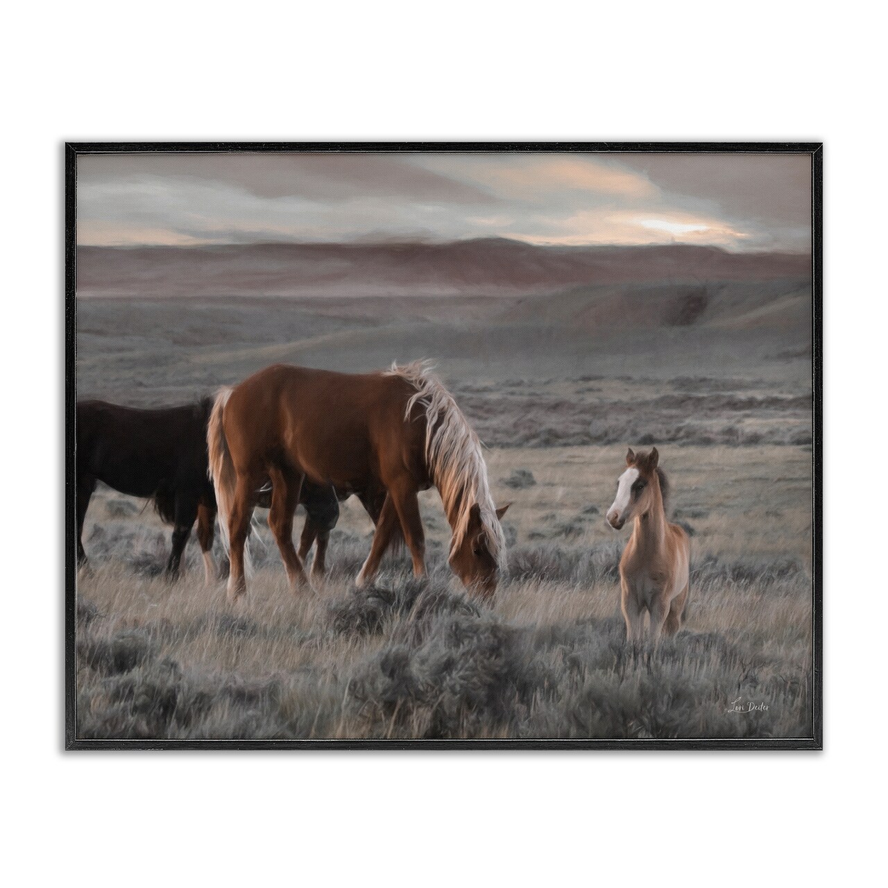 Stupell Industries Country Horses in Valley Framed Giclee Wall Art Design by Lori Deiter